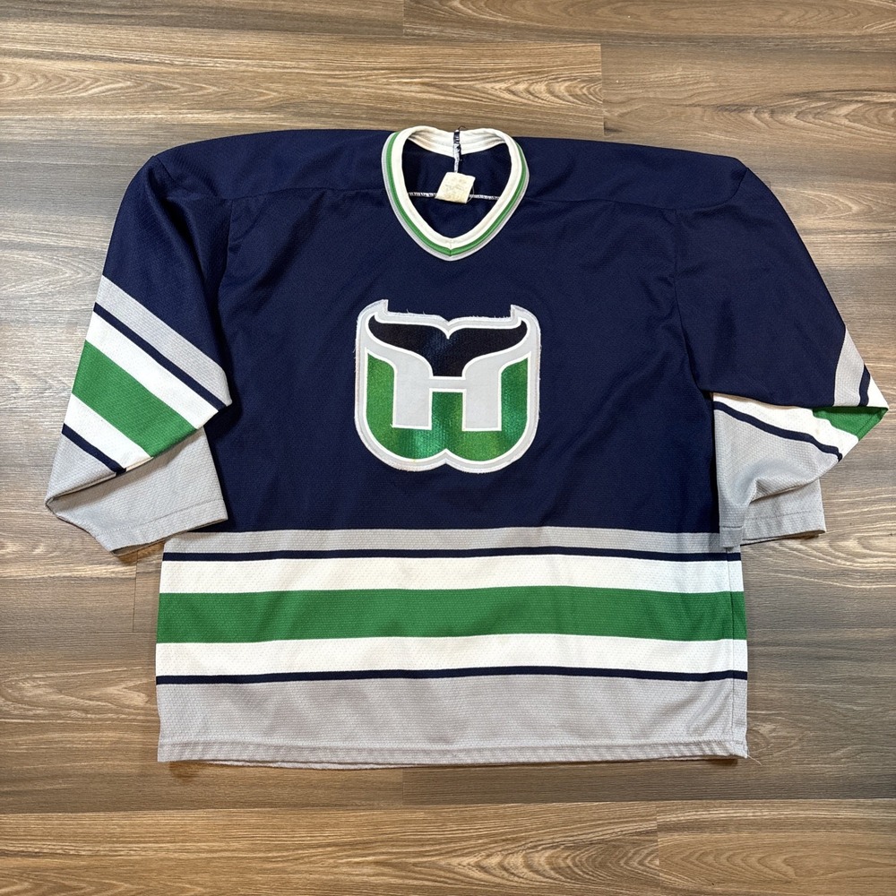 Vintage CCM Maska Hartford Whalers Air Knit Hockey Jersey Size L